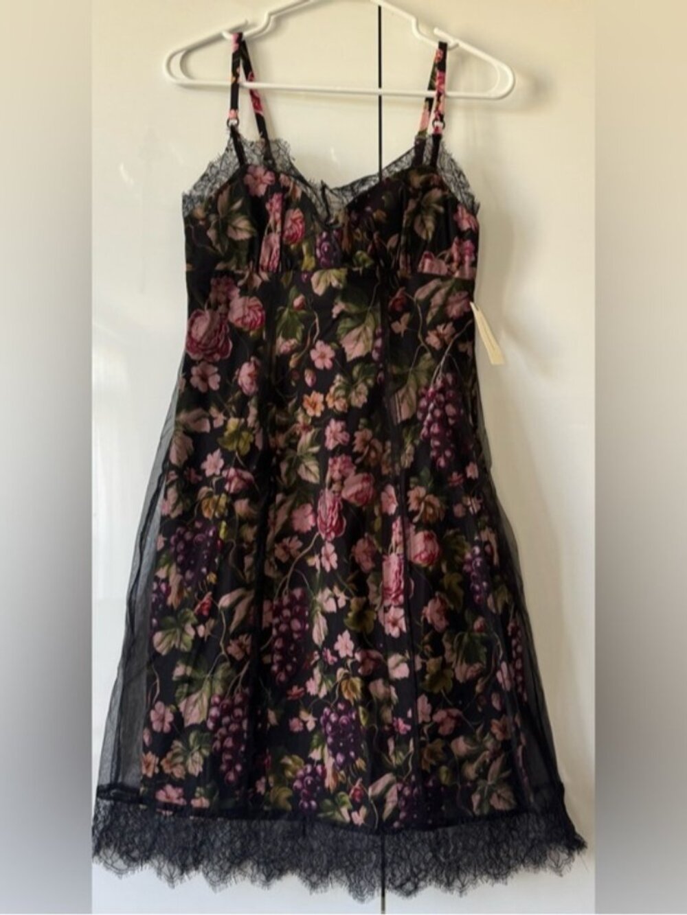 NWT Size XS - Anthropologie Black Floral Fruit Lace/Mesh Dress (NWT US$ 178) - Picture 9 of 16